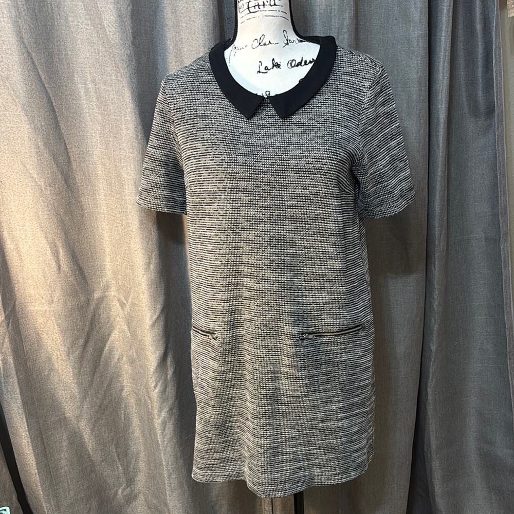 Divided Black and Gray Striped Mini Dress